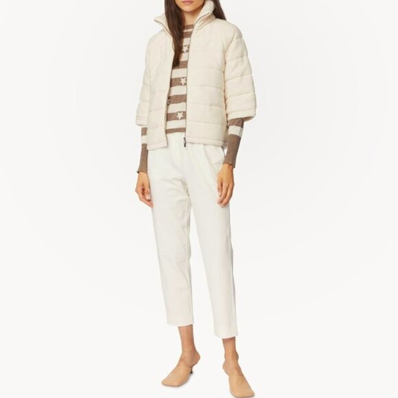NWT Marella Max Mara Cromo 3/4 Sleeve Quilted Coat Jacket Wool Cashmere Blend L - Picture 1 of 14